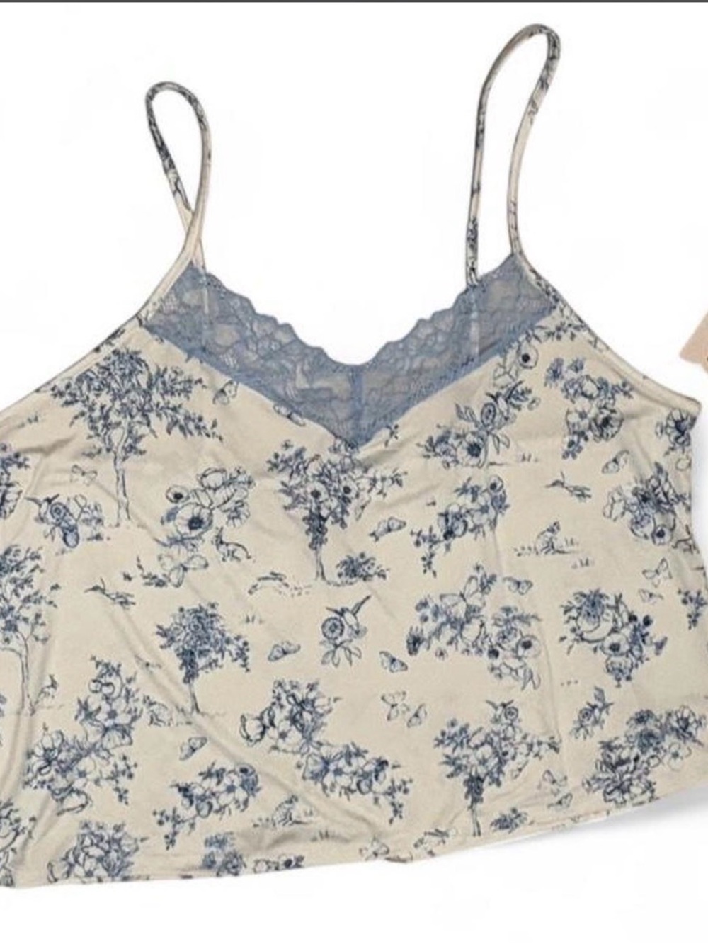 Women’s Lace-Trim Cami Tank Top - Blue Floral